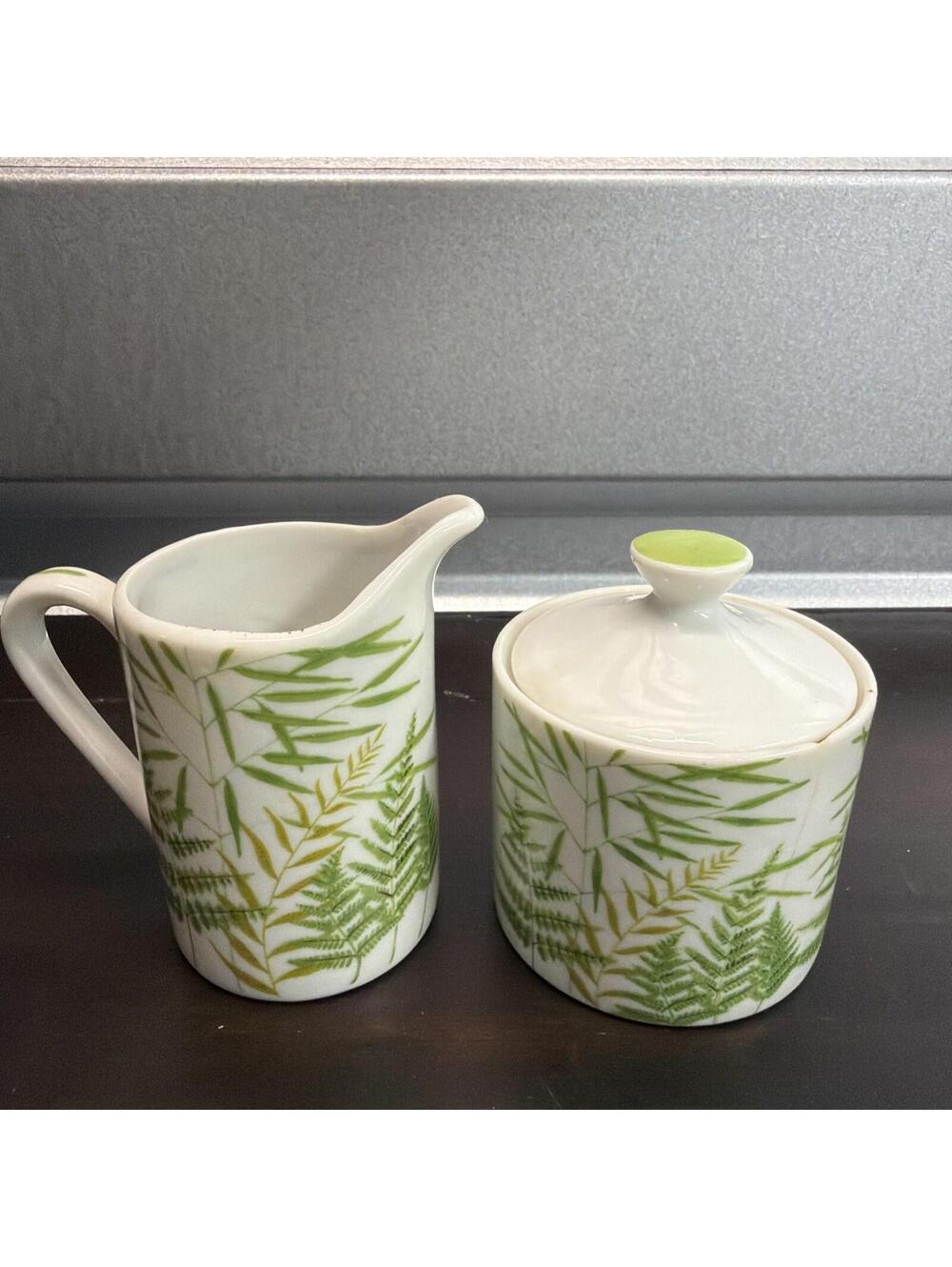VTG 3 pc Fernwood Avant-Garde Mid-Century Modern Tea Espresso Cream & Sugar *